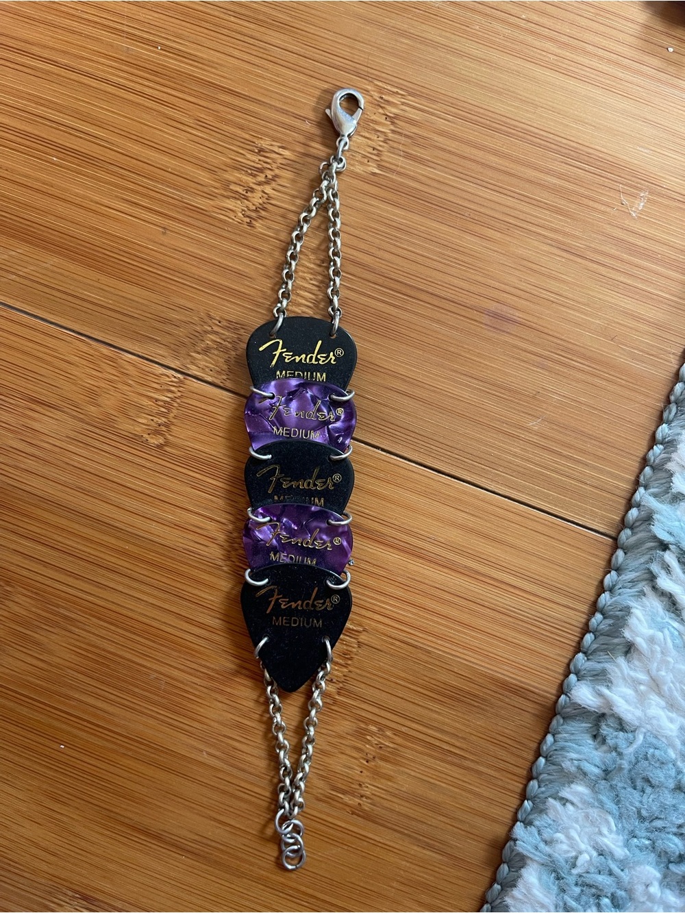 Fender Black and Purple Guitar Pick Link Bracelet